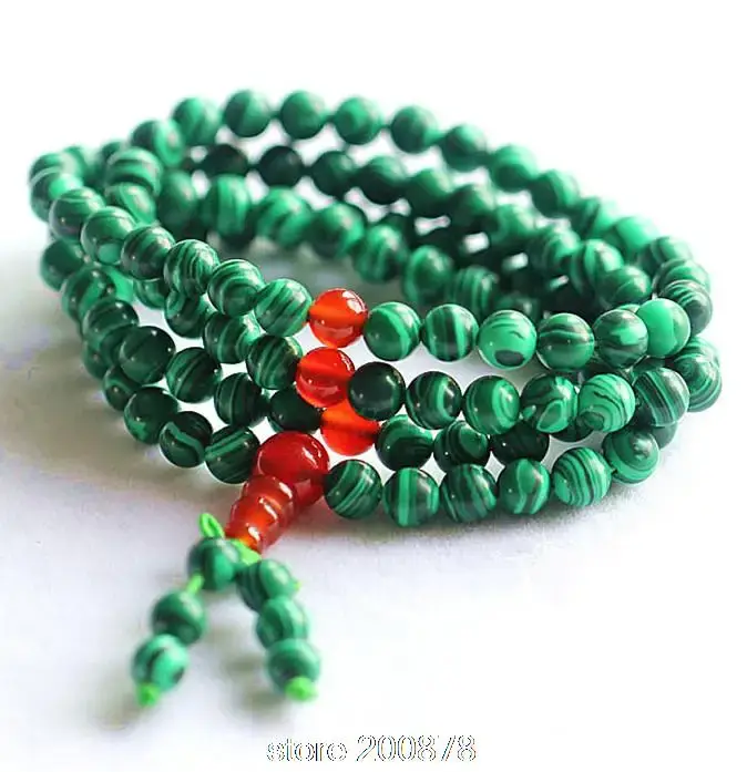 108 perles de prière en malachite verte, Mala, bracelets d'été pour filles de 6mm, BRO942