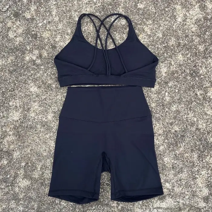 Ensemble de cyclisme court de Yoga pour femmes, couleur unie, doux, dos croisé, soutien-gorge + Legg