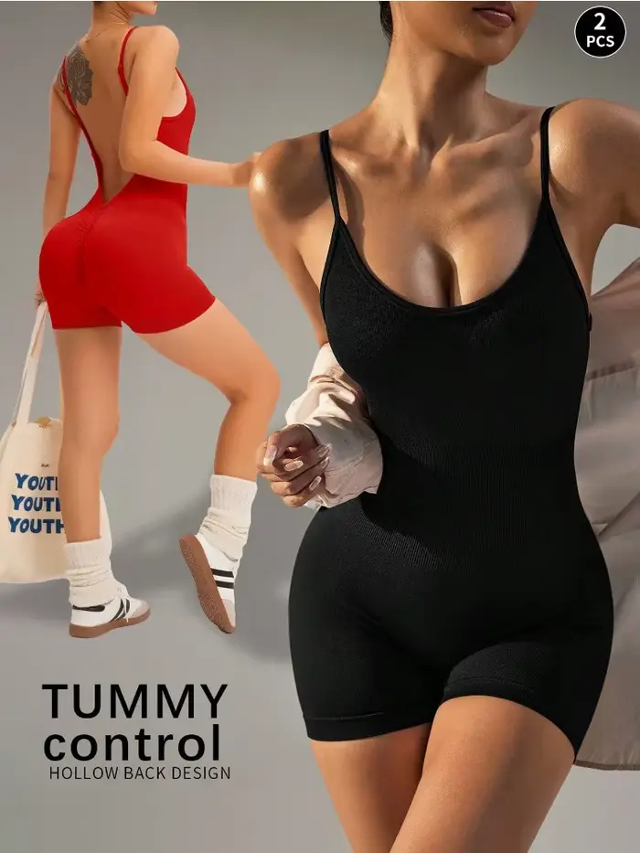 Femmes couleur unie dos croisé Yoga quotidien Fitness barboteuse Shorts vêtements d'entraînement