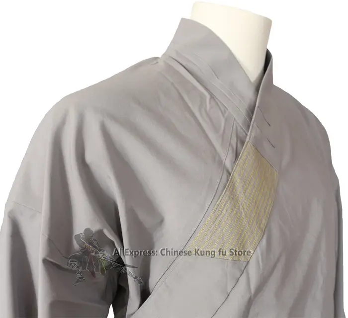 Robe de moine Shaolin en coton gris, uniforme de Kung Fu, Wing Chun, arts martiaux, Tai Chi, ensembl