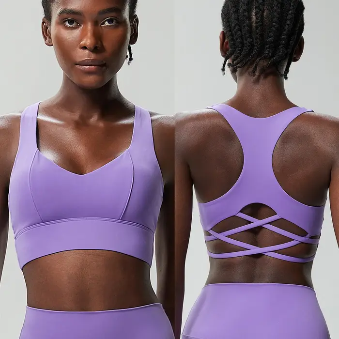 Soutien-gorge de sport pour femme, extensible, doux, froncé, push-up, haute performance, respirant,