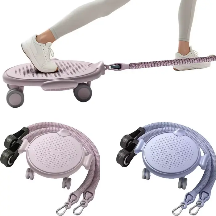 Plateau de glisse Pilates à conception silencieuse avec bande de résistance, grande capacité de charge, pour entraînement du tronc, antidérapant, avec roue universelle