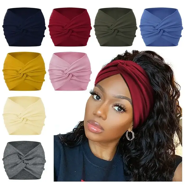 Bandeaux de cheveux de yoga pour femmes, Turban d'entraînement, Bandeau de sauna, Optique torsadée, 