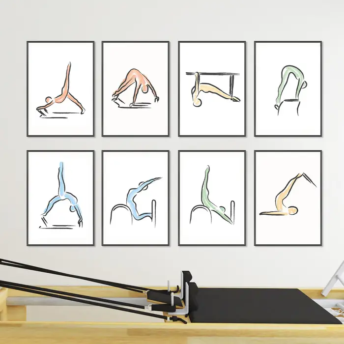 Affiche de Pilates colorée, imprimés de Pose de Pilates, abstrait minimaliste, peinture sur toile d'art, Fitness, salle de sport, images murales, décoration