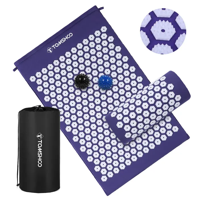 Tomshoo Ensemble de tapis et oreiller d'acupression avec sac pour la relaxation musculaire et le soulagement du stress