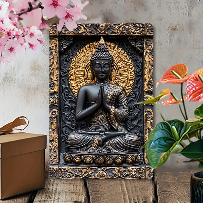 Art mural en aluminium de méditation de figure spirituelle