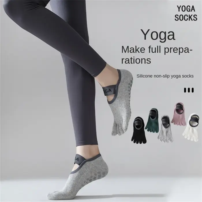 Chaussettes Pilates antidérapantes avec 5 orteils pour femme