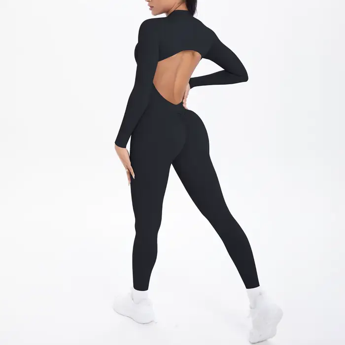 Combinaison de sport dos en V, vêtements de Yoga, barboteuse pour femmes, manches longues, body d'en
