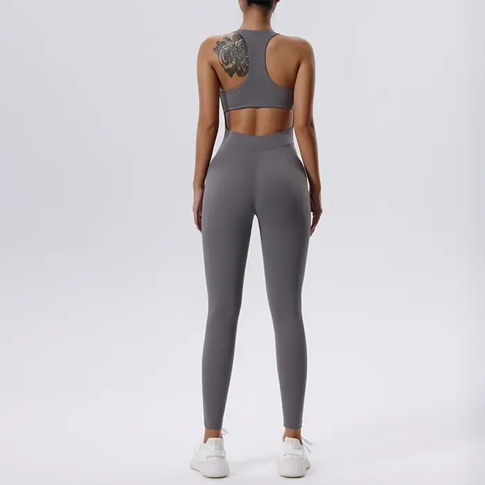 Combinaison de yoga dos nu sexy pour femmes, combinaisons de batterie d'entraînement sportif, barbot