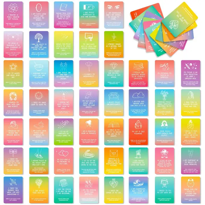 Cartes de méditation 50 cartes d'affirmations positives, outils de pratique anti-stress avec message