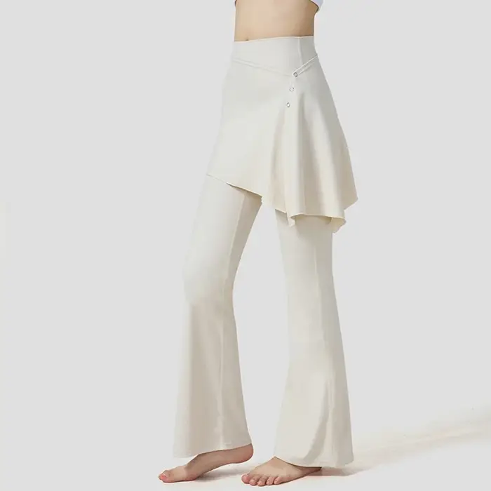 Leggings de sport taille haute pour femme, coupe ajustée, effet deux-pièces, avec jupes micro-évasée