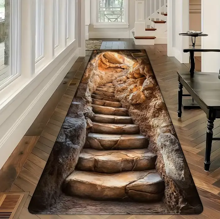 Tapis antidérapant 3D effet pierre
