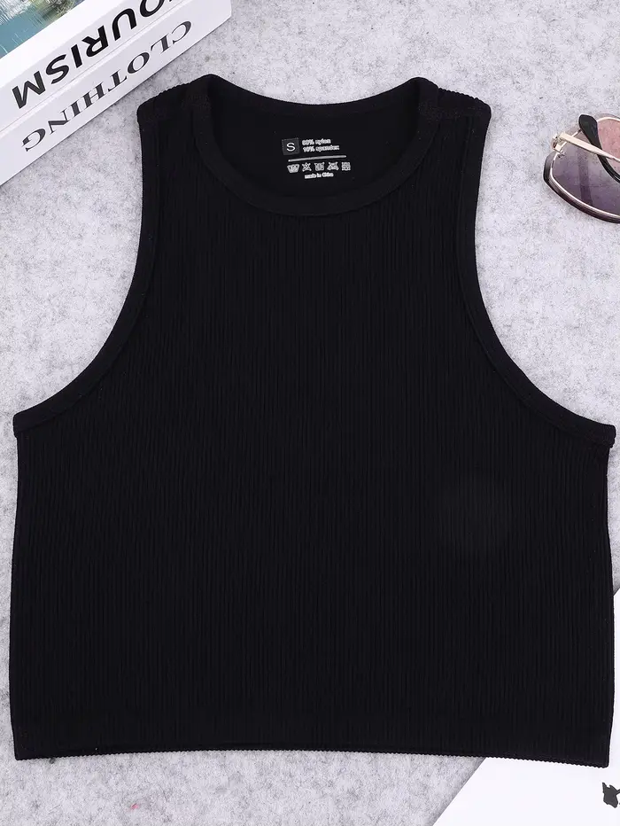 Gilet de yoga tricoté sans couture à haute élasticité, sans manches, décontracté, sexy, côtelé, en n