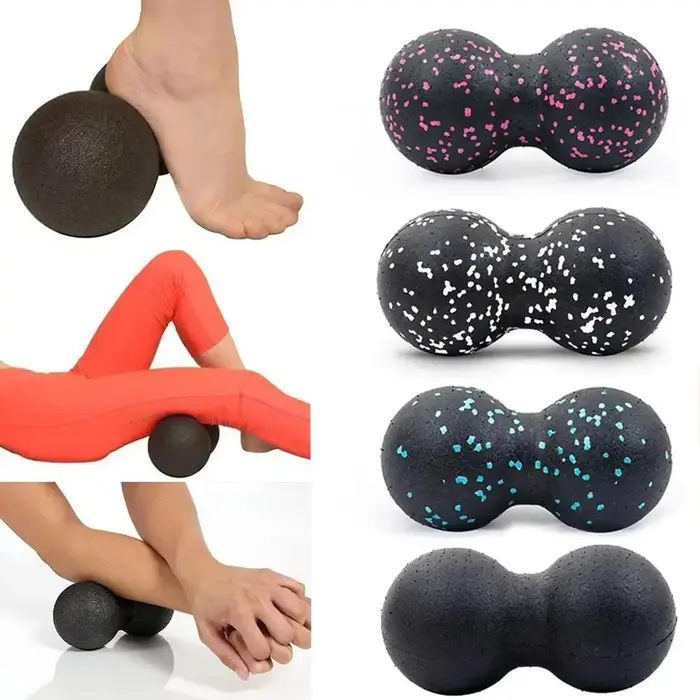 Balle de massage de yoga double en forme d'arachide à picots pour le dos