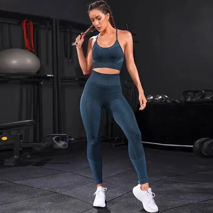 Ensemble de yoga sans couture pour femme, survêtement 2 pièces, vêtements de sport d'entraînement, l