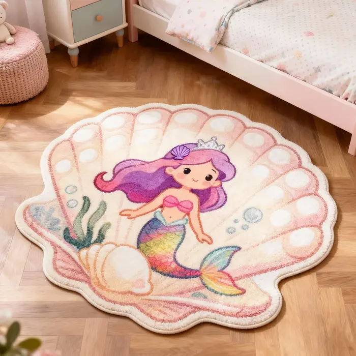 VIKAMA – tapis princesse sirène en forme de coquille