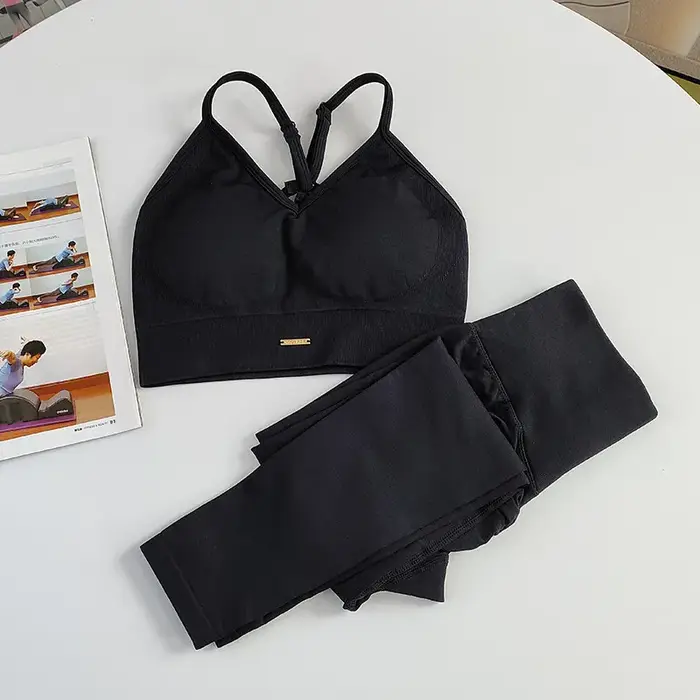 Ensemble de yoga sans couture pour femmes, soutien-gorge de sport taille haute, leggings, ensemble d
