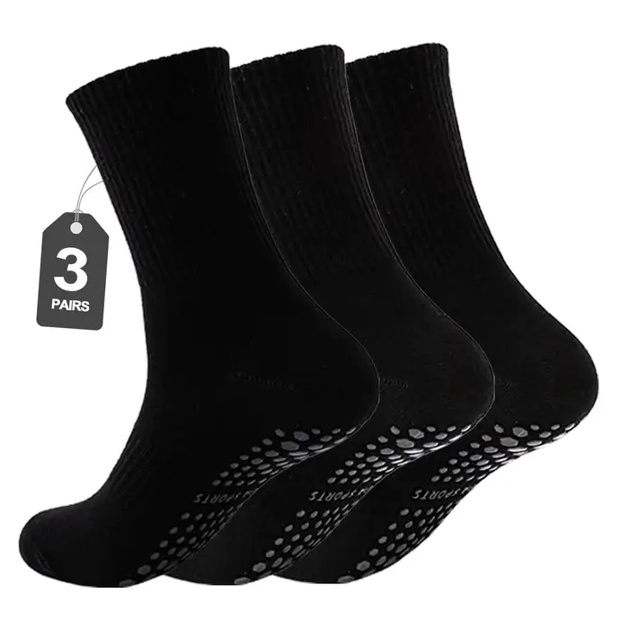 3 paires de chaussettes Pilates pour femmes avec sangles de préhension pour le yoga