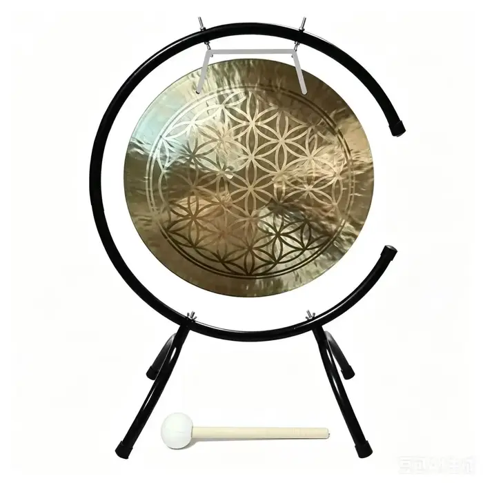 Gong de guérison sonore 18"-28" Gong à vent fleur de vie avec support en acier C et maillet pour la 