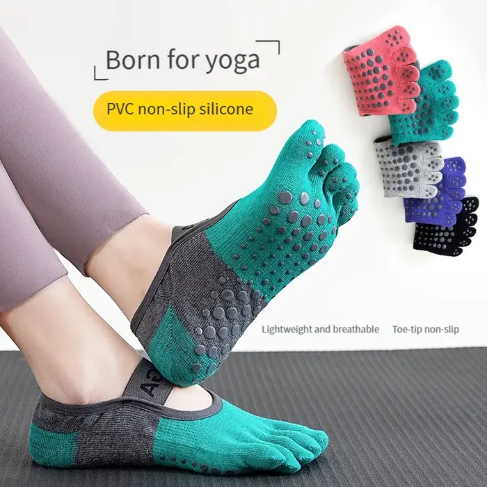 Chaussettes de Pilates professionnelles antidérapantes à cinq doigts