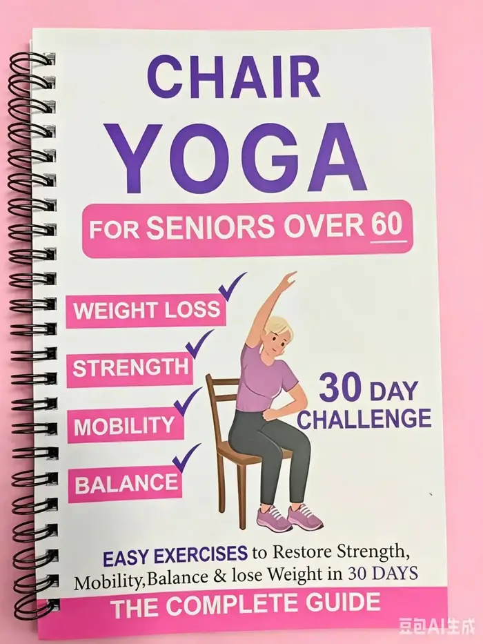 Lot de 4 livres de yoga pour seniors de plus de 60 ans : Défi 30 jours pour la perte de poids, la mo