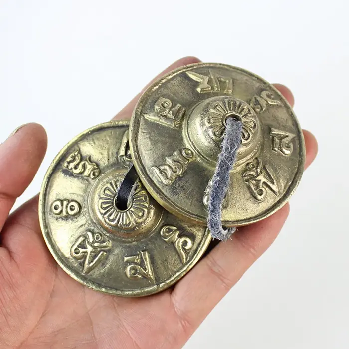Cymbales méditation Gong tibétain Tingsha sanskrit carillon en laiton cloches pour la guérison spirituelle pleine conscience Yoga bouddhiste