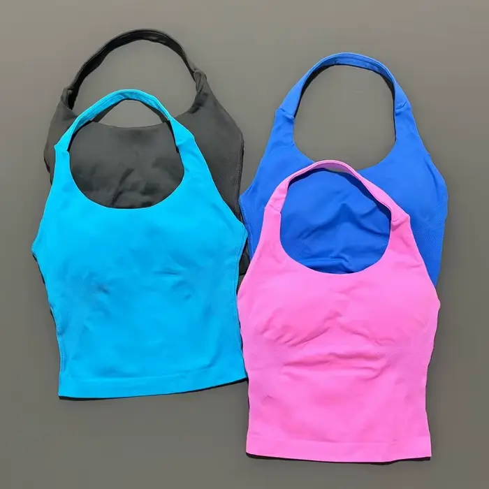 Haut de sport de gymnastique pour femmes, débardeur de Yoga sans couture, haut à bretelles, dos ouve