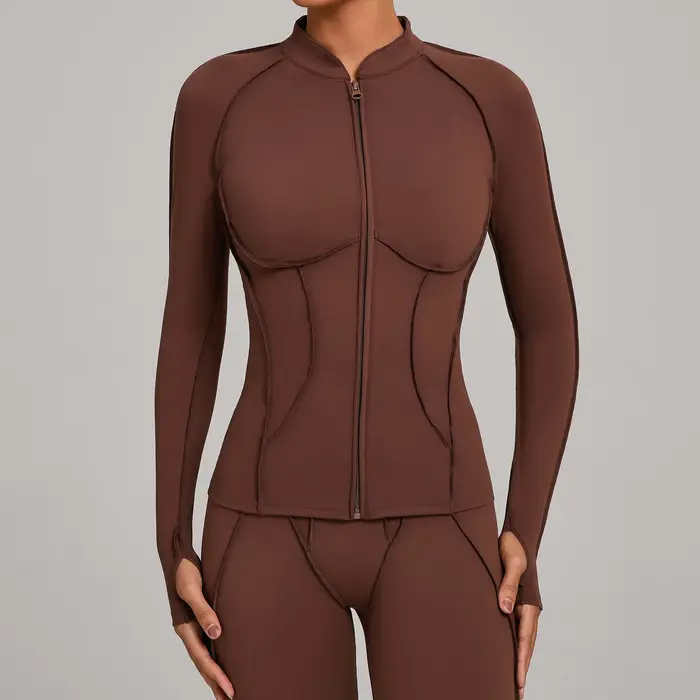 Veste de Yoga à manches longues et fermeture éclair pour femme