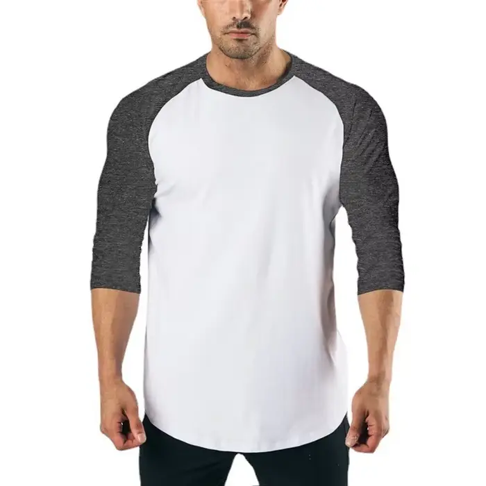 Chemise de Fitness à manches trois quarts pour hommes, vêtements d'entraînement, T-shirt respirant e