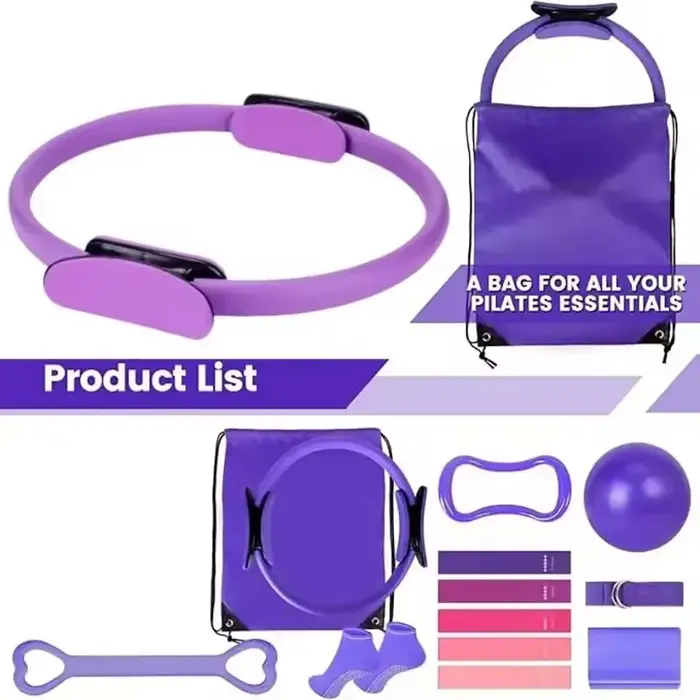 Kit de 13 pièces pour le yoga et le Pilates : Cercle de yoga, ballon de Pilates, équipement professionnel pour le remodelage corporel, amélioration de la santé et perte de poids, avec accessoires de r