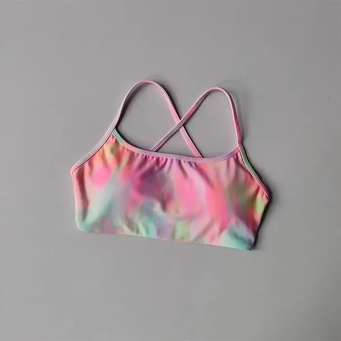 Soutien-gorge de Fitness de couleur unie pour femmes, dos croisé doux, haut de Sport avec coussinet