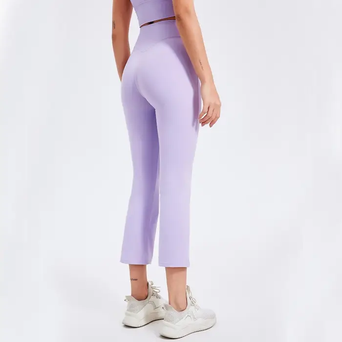 Pantalon de yoga Capri pour femmes, extensible, doux, taille haute, pantalon de fitness, couleur uni