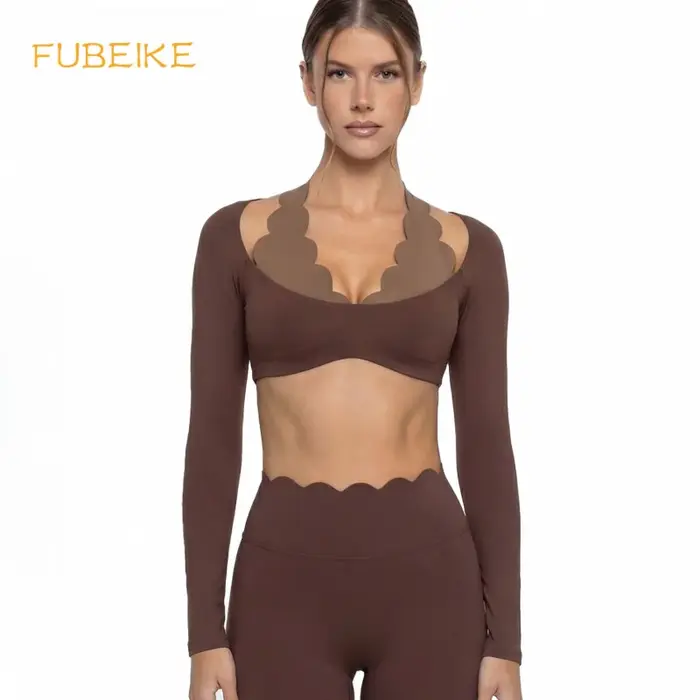 Tenue de yoga effet deux pièces color-block avec coussinet de poitrine