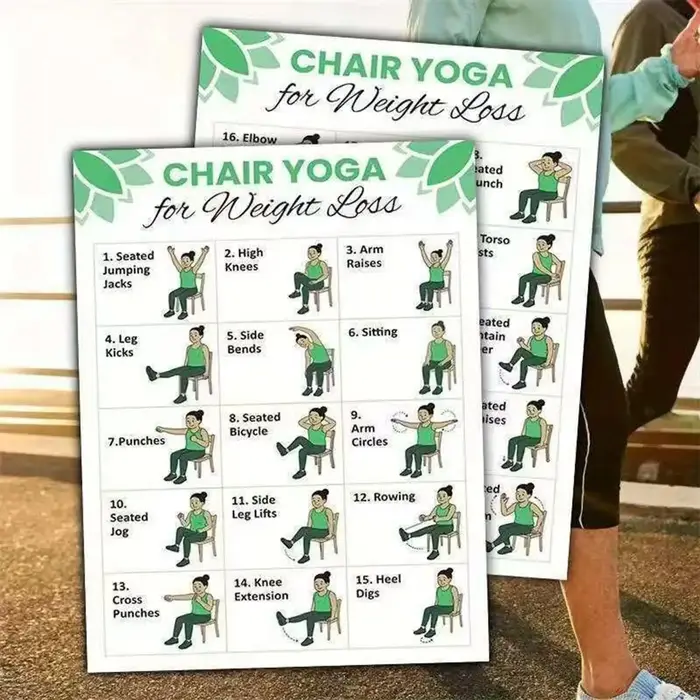 Affiches de planification d'exercices de yoga sur chaise de 30 jours