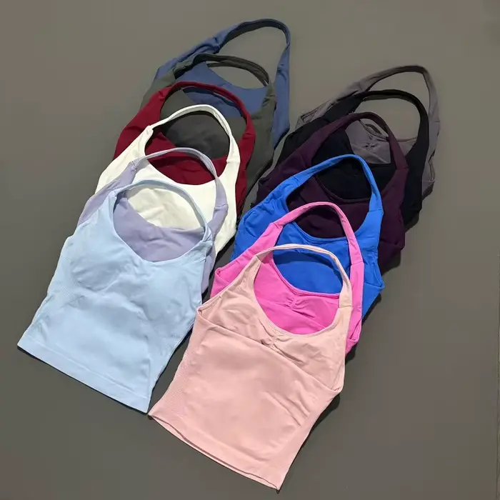 Haut de sport de gymnastique pour femmes, débardeur de Yoga sans couture, haut à bretelles, dos ouve