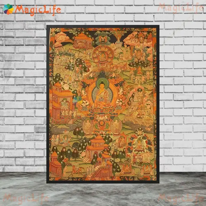 Bouddha roue de vie de la vie Sakyamuni Bodhisattva bouddhisme images murales pour salon affiche mur