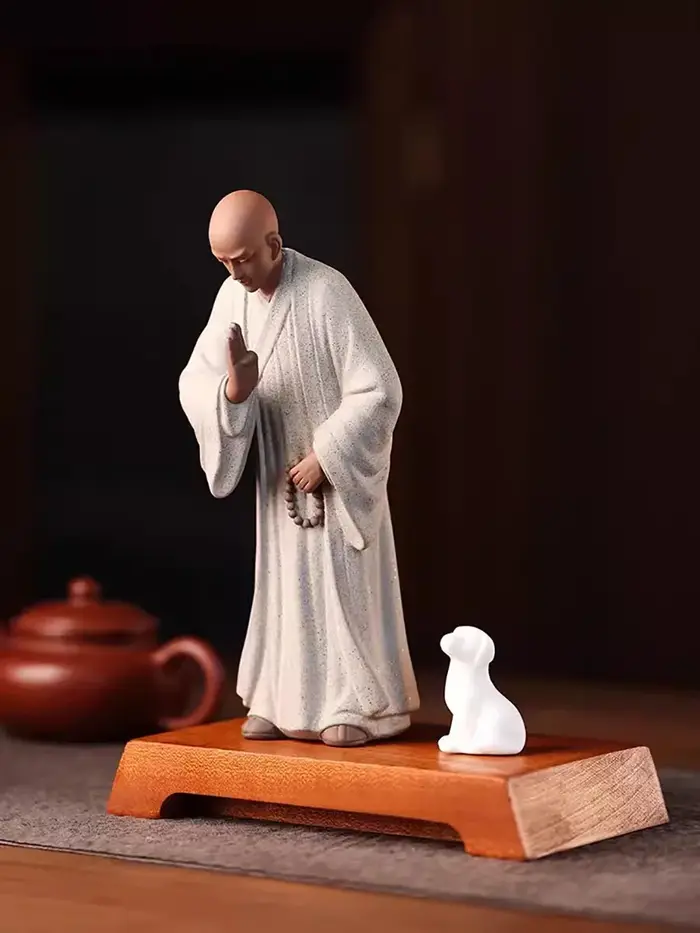 Sculpture de méditation Shami bouddhiste du petit moine Zen
