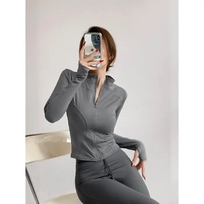 S-3XL Sun séchage rapide sport manteau femmes haut moulant veste de Yoga à manches longues