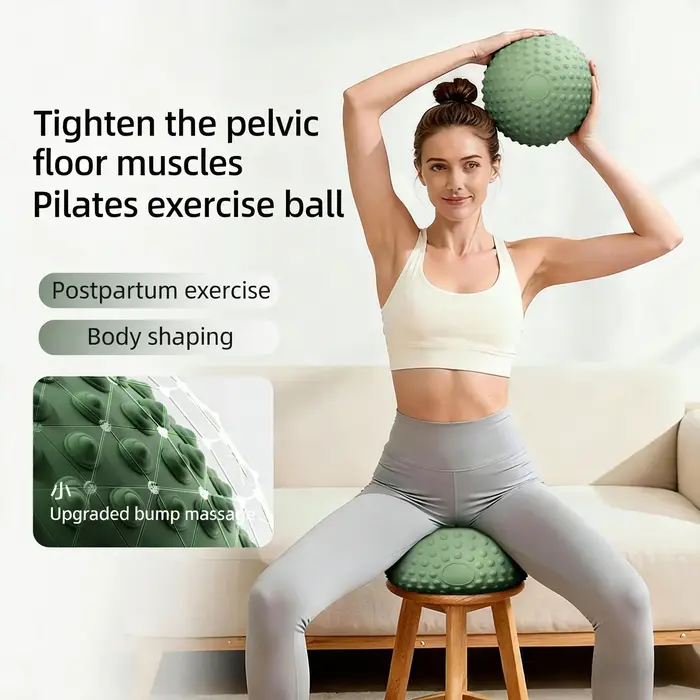 Balle d'entraînement Pilates, balle de massage pour le renforcement des muscles du plancher pelvien, balle de yoga épaisse et anti-explosion, pour le remodelage post-partum à domicile.