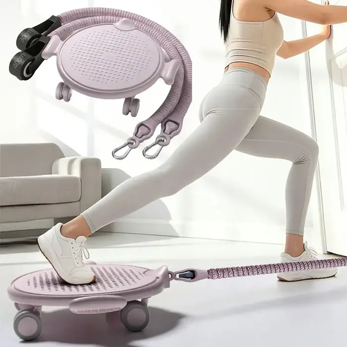 Plateau de glisse Pilates à conception silencieuse avec bande de résistance, grande capacité de charge, disque de glisse abdominal, roue universelle antidérapante