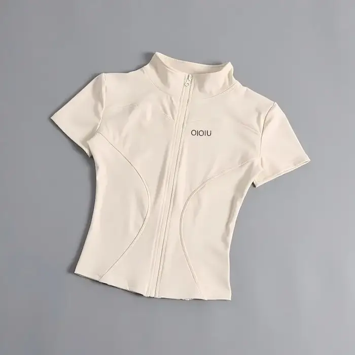 OLOIU Veste de yoga à manches courtes avec col élastique