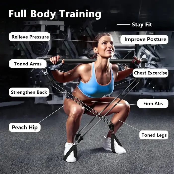Kit de barre de Pilates avec bandes de résistance réglables