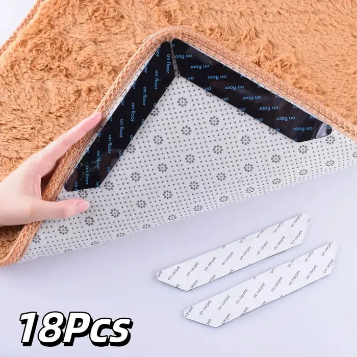 18 inserts de tapis, autocollants antidérapants pour fixation de tapis, coussinets adhésifs réutilis
