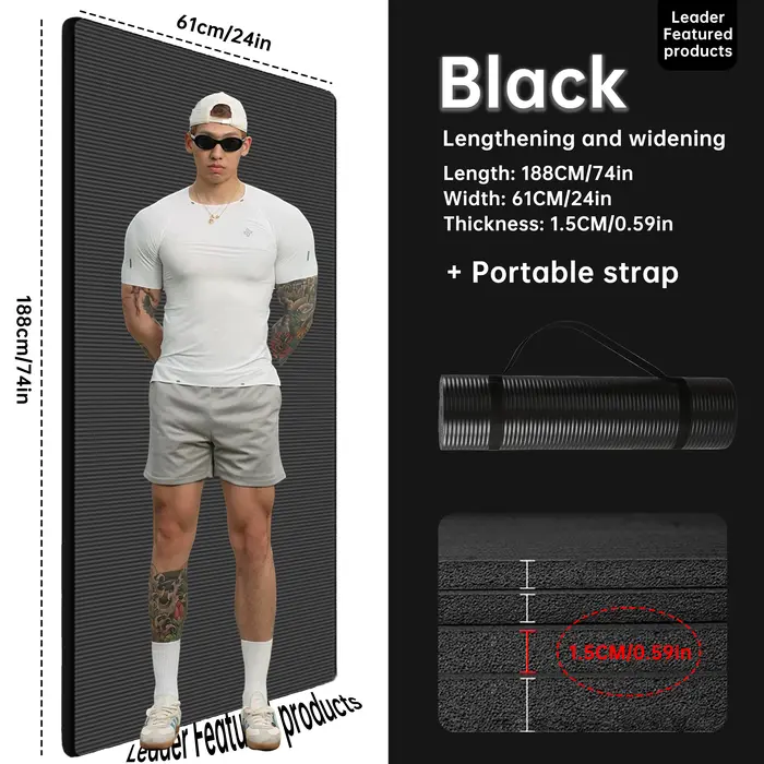 Tapis de yoga extra long antidérapant de 1
