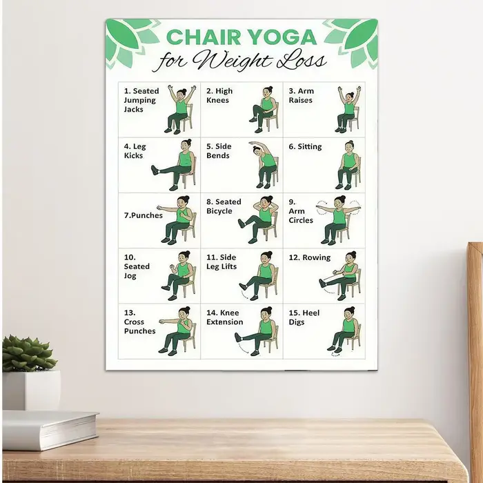 Affiches de planification d'exercices de yoga sur chaise de 30 jours