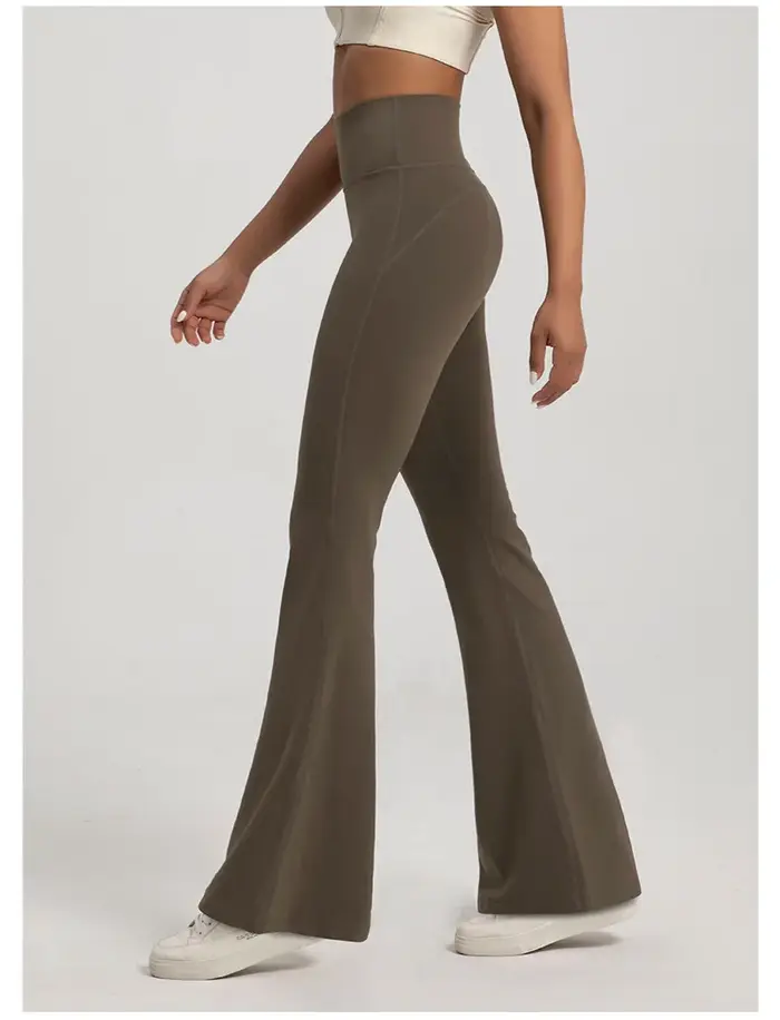 Pantalon de yoga taille haute nu pour femme, pantalon de levage de la hanche, cloche élastique, exer