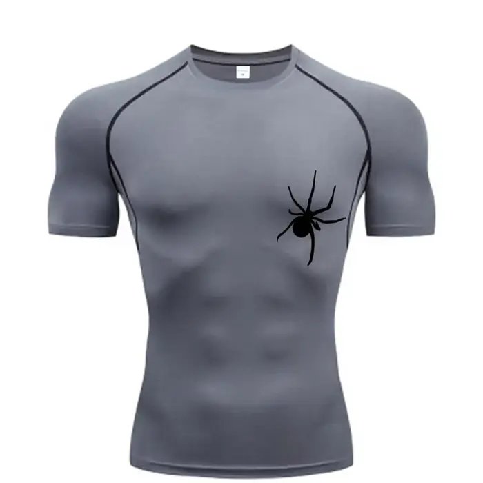 T-Shirt d'été à manches courtes pour hommes, chemise de course, vêtements de sport à Compression, ha