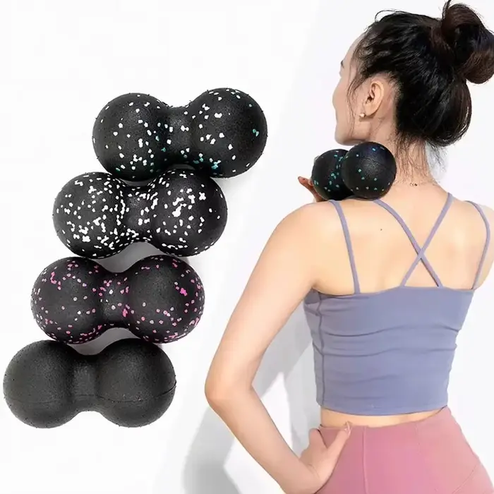 Balle de massage de yoga double en forme d'arachide à picots pour fasciite plantaire