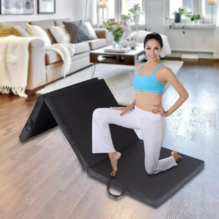 Tapis d'exercice pliable en trois parties, coussin épais pour salle de sport à domicile, idéal pour l'équilibre, les étirements, la gymnastique, l'extérieur, l'intérieur et le MMA.