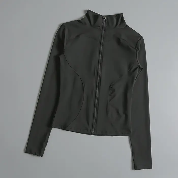 Femmes Zip Fitness Yoga chemise à manches longues veste de sport haut de sport vêtements de sport ma